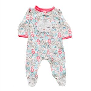 Baby Girls Floral Kitten Footed Sleeper 0-3M